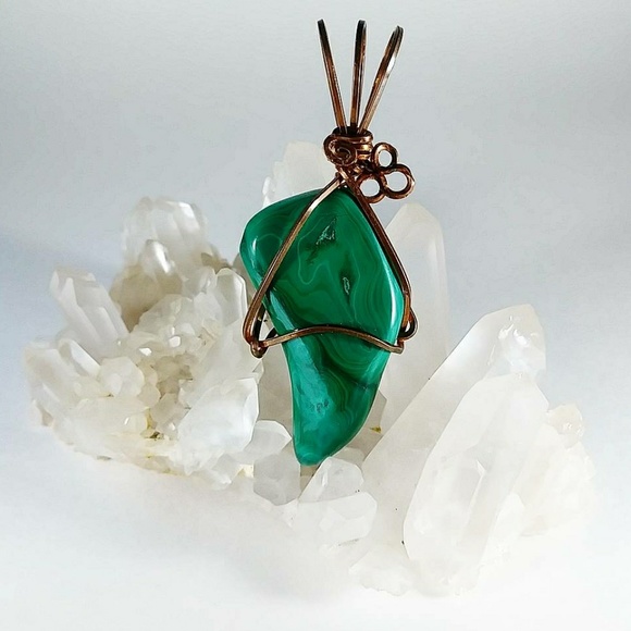 -SOLD- Men's/ Womens Malachite Copper Wire Wrap - Picture 2 of 7